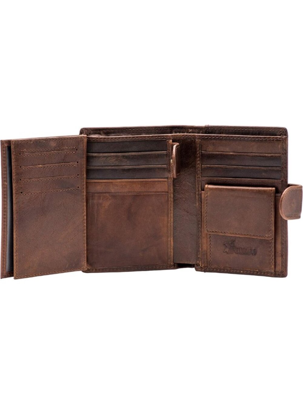 Large RFID Genuine Leather Trifold Wallet | Snap Closure, 3 ID Windows for Men